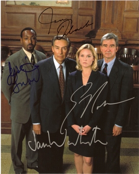 LAW & ORDER RARE TV SERIES POSTER CAST SIGNED Auto x 4 Nice!